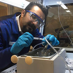 Male researcher working in Geotechnics lab