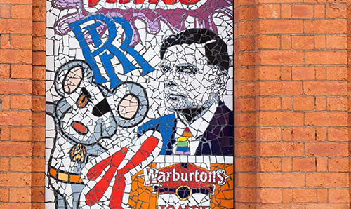 A mosaic including a portrait of Alan Turing
