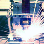 Sparks flying from a welding machine