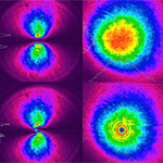 Intensity profiles of plane and vortex beams in laser light