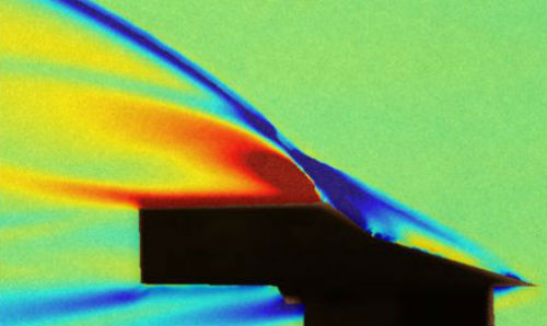 Aerodynamic flow simulation from wind tunnel at Mach 5