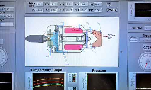 Diagram of jet engine on computer screen
