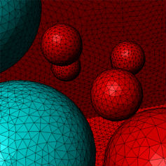 Graphical representation of microscopic close up of red and turquoise cells.