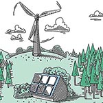 Tyndall illustration wind turbine and solar panels