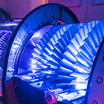 Jet engine covered in LED lighting