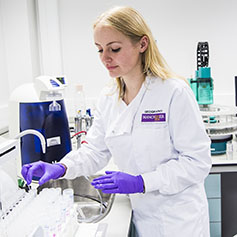 Female researcher working in medical lab